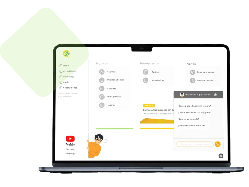 SigPyme abierto en un MacBook con el asistente de inteligencia artificial