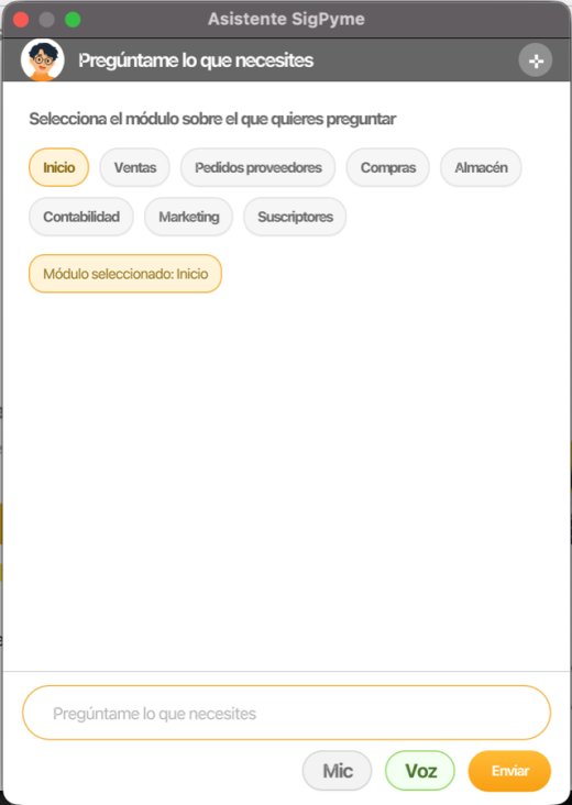 Asistente de inteligencia artificial de SigPyme