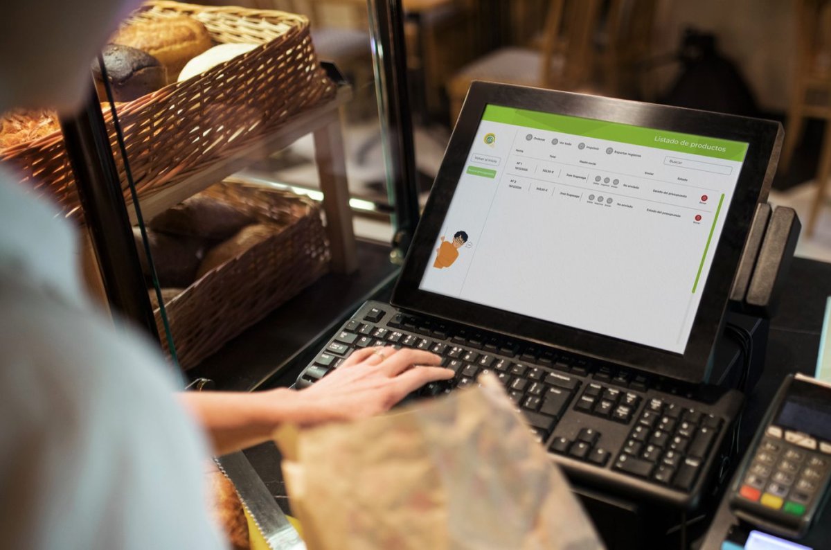 TPV de SigPyme en el mostrador de una panadería